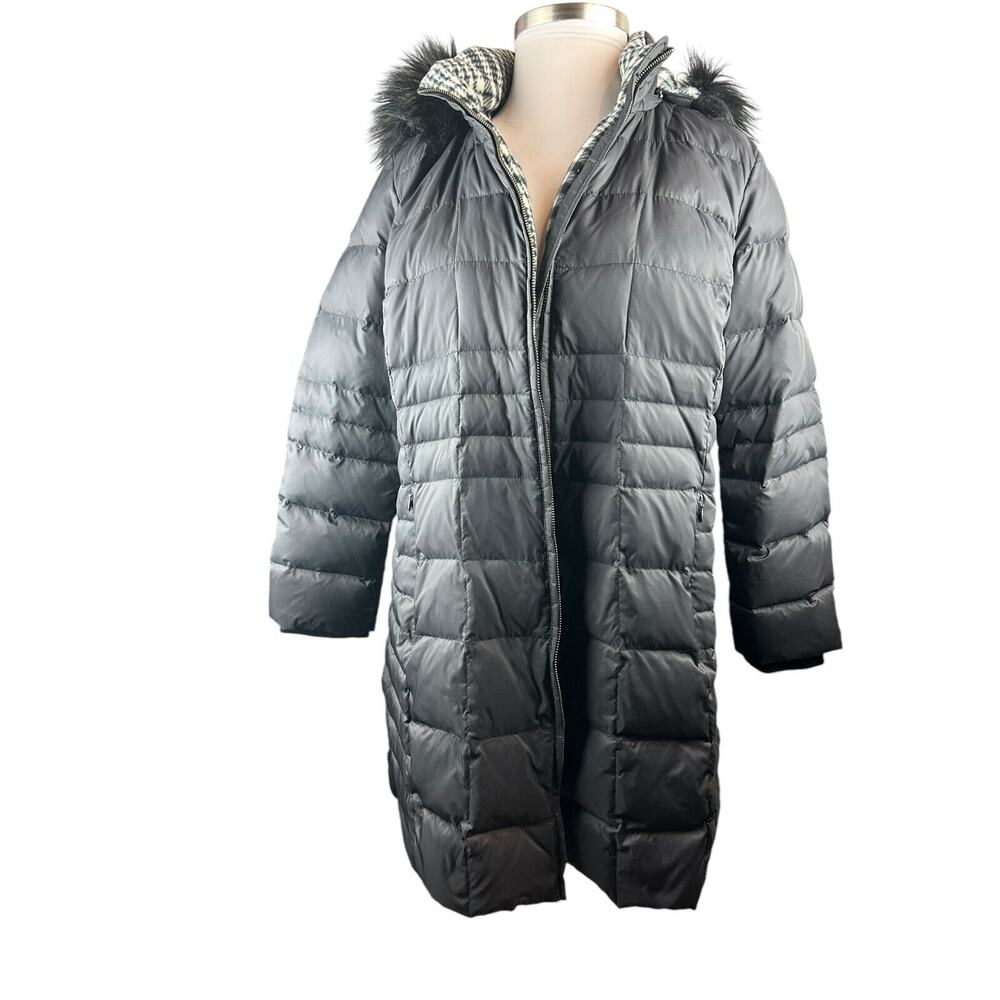 Talbots Faux Fur Hooded Down Puffer Coat Black Full Zip Plus Size 3XP 3X Petite - Picture 14 of 14